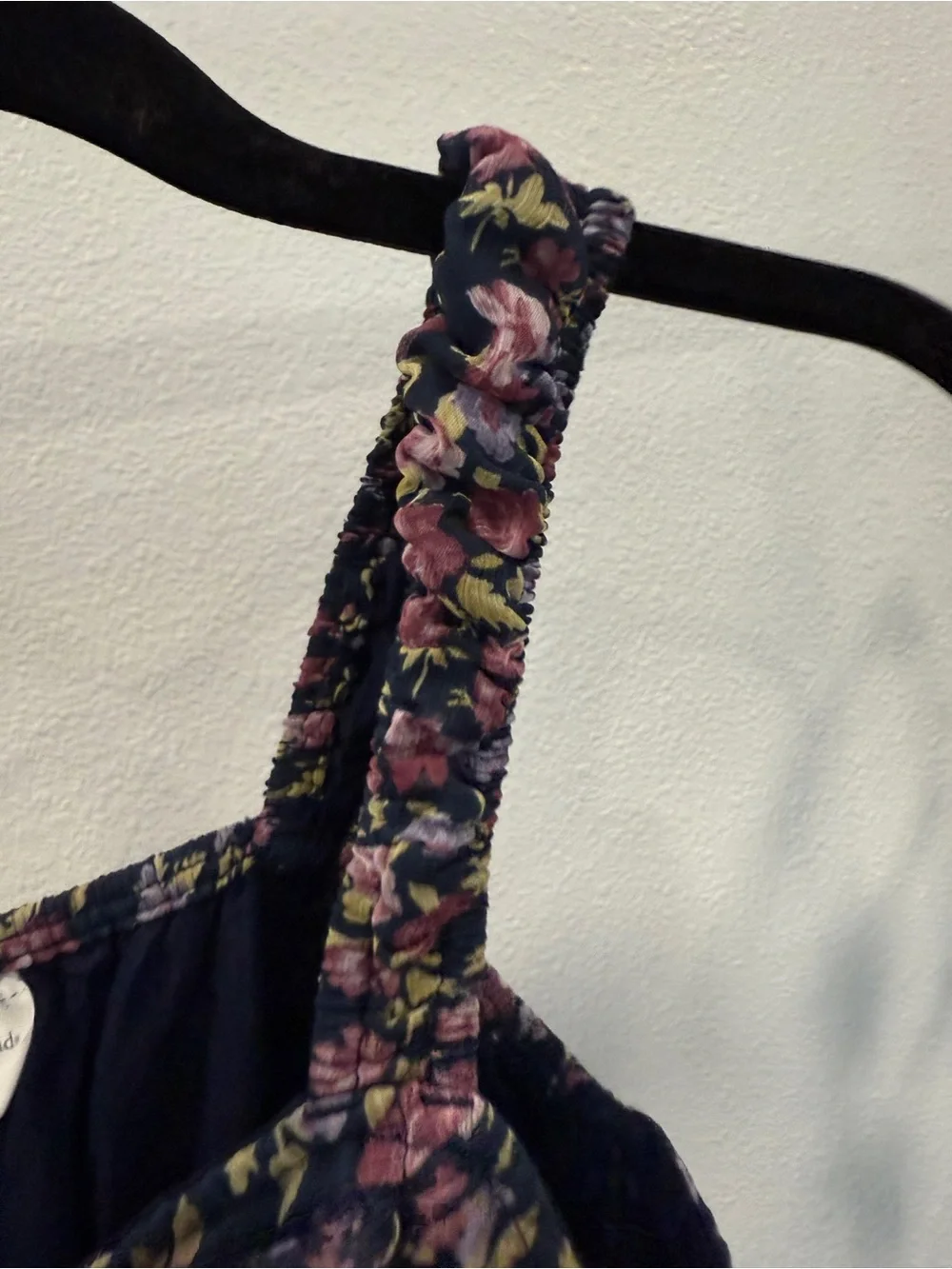 abercrombie kids Navy Floral Ruched Skater dress with Pink and Yellow Blooms 7/8